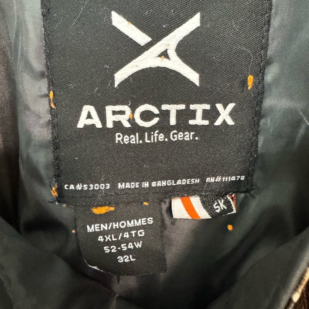 Arctix Black Insulated Snow Bibs with Orange Accent - Picture 2 of 2
